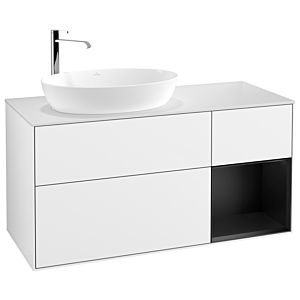 Villeroy and Boch Finion Villeroy and Boch Finion G931PDGF 120cm, cover plate white matt, Emotion, shelves Black matt lacquer, Glossy white lacquer