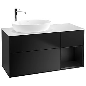 Villeroy und Boch Finion Waschtischunterschrank G931PDPD 120cm, Abdeckplatte white matt, Emotion, Regale Black matt lacquer, Black matt lacquer