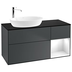 Villeroy und Boch Finion Waschtischunterschrank G932GFHG 120cm, Abdeckplatte black matt, Emotion, Regale Glossy white lacquer, Midnight Blue Matt Lacquer