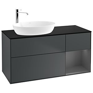 Villeroy und Boch Finion Waschtischunterschrank G932GKHG 120cm, Abdeckplatte black matt, Emotion, Regale Anthracite matt lacquer, Midnight Blue Matt Lacquer