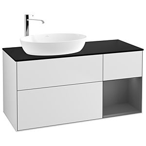 Villeroy and Boch Finion Villeroy and Boch Finion G932GKMT 120cm, cover plate black matt, Emotion, shelves anthracite matt lacquer, white matt lacquer