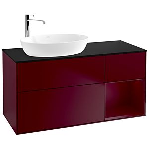 Villeroy und Boch Finion Waschtischunterschrank G932HBHB 120cm, Abdeckplatte black matt, Emotion, Regale Peony matt lacquer, Peony Matt