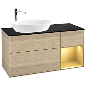 Villeroy and Boch Finion Villeroy and Boch Finion G932HFPC 120cm, cover plate black matt, Emotion, shelves gold matt lacquer, Oak Veneer