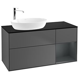 Villeroy und Boch Finion Waschtischunterschrank G932HGGK 120cm, Abdeckplatte black matt, Emotion, Regale Midnight matt lacquer, Anthracite matt