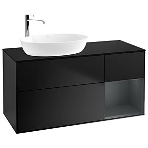 Villeroy und Boch Finion Waschtischunterschrank G932HGPD 120cm, Abdeckplatte black matt, Emotion, Regale Midnight matt lacquer, Black matt lacquer