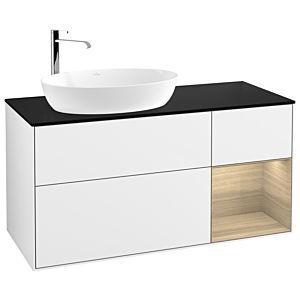 Villeroy and Boch Finion Villeroy and Boch Finion G932PCGF 120cm, cover plate black matt, Emotion, shelves Oak Veneer , glossy white lacquer