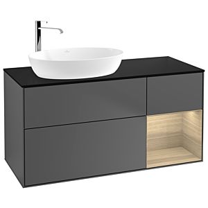 Villeroy und Boch Finion Waschtischunterschrank G932PCGK 120cm, Abdeckplatte black matt, Emotion, Regale Oak Veneer, Anthracite matt
