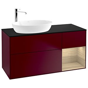 Villeroy und Boch Finion Waschtischunterschrank G932PCHB 120cm, Abdeckplatte black matt, Emotion, Regale Oak Veneer, Peony Matt