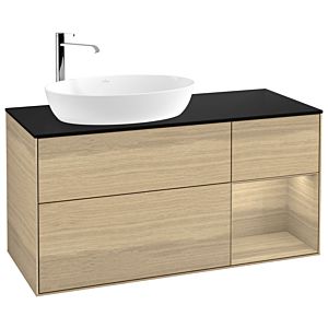 Villeroy und Boch Finion Waschtischunterschrank G932PCPC 120cm, Abdeckplatte black matt, Emotion, Regale Oak Veneer, Oak Veneer