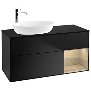 Villeroy und Boch Finion Waschtischunterschrank G932PCPD 120cm, Abdeckplatte black matt, Emotion, Regale Oak Veneer, Black matt lacquer