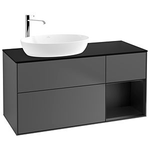 Villeroy et Boch Finion Villeroy et Boch G932PDGK 120cm, plaque de finition noir mat, Emotion, étagères laqué noir mat, anthracite mat