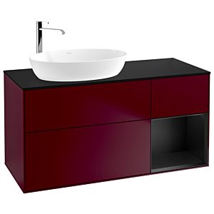 Villeroy und Boch Finion Waschtischunterschrank G932PDHB 120cm, Abdeckplatte black matt, Emotion, Regale Black matt lacquer, Peony Matt