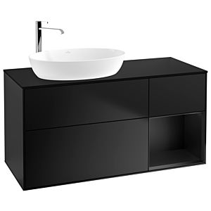 Villeroy und Boch Finion Waschtischunterschrank G932PDPD 120cm, Abdeckplatte black matt, Emotion, Regale Black matt lacquer, Black matt lacquer