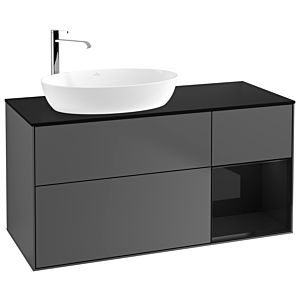 Villeroy and Boch Finion Villeroy and Boch Finion G932PHGK 120cm, cover plate black matt, Emotion, shelves Glossy black lacquer, anthracite matt