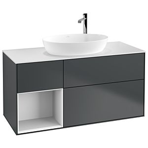 Villeroy et Boch Finion Villeroy et Boch G941GFHG 120cm, plaque de recouvrement blanc mat, Emotion, étagères Laque blanche brillante, Midnight Blue Matt Lacquer