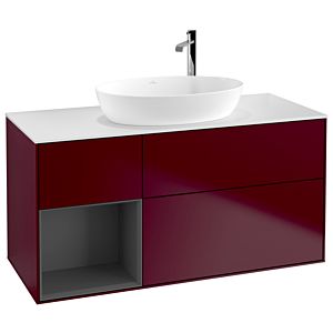 Villeroy et Boch Finion Villeroy et Boch G941GKHB 120cm, plaque de recouvrement blanc mat, Emotion, étagères laqué anthracite mat, Peony Matt