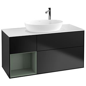 Villeroy and Boch Finion Villeroy and Boch Finion G941GMPD 120cm, cover plate white matt, Emotion, shelves olive matt lacquer, black matt lacquer
