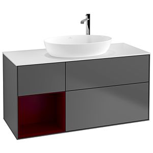 Villeroy et Boch Finion Villeroy et Boch G941HBGK 120cm, plaque de recouvrement blanc mat, Emotion, étagères Peony laqué mat, anthracite mat