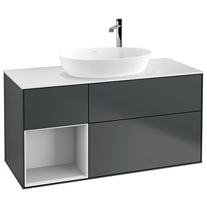 Villeroy et Boch Finion Villeroy et Boch G941MTHG 120cm, plaque de recouvrement blanc mat, Emotion, étagères laqué blanc mat, Midnight Blue Matt Lacquer