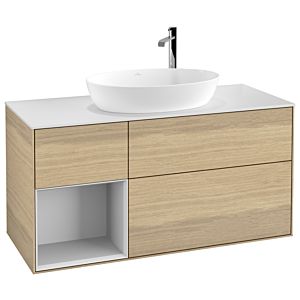 Villeroy et Boch Finion Villeroy et Boch G941MTPC 120cm, plaque de recouvrement blanc mat, Emotion, étagères laqué blanc mat, Oak Veneer