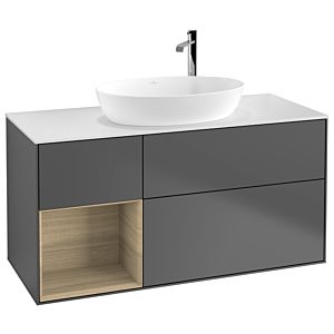 Villeroy et Boch Finion Villeroy et Boch G941PCGK 120cm, plaque de recouvrement blanc mat, Emotion, étagères Oak Veneer , anthracite mat