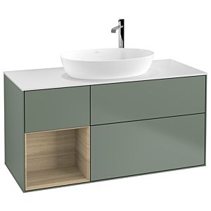 Villeroy et Boch Finion Villeroy et Boch G941PCGM 120cm, plaque de finition blanc mat, emotion, étagères Oak Veneer , Olive Matt Lacquer