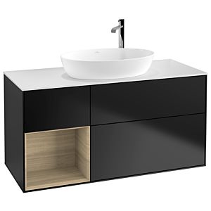 Villeroy et Boch Finion Villeroy et Boch G941PCPD 120cm, plaque de recouvrement blanc mat, Emotion, étagères Oak Veneer , laqué noir mat