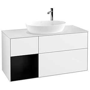 Villeroy and Boch Finion Villeroy and Boch Finion G941PDGF 120cm, cover plate white matt, Emotion, shelves Black matt lacquer, Glossy white lacquer