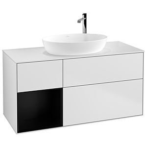Villeroy und Boch Finion Waschtischunterschrank G941PDMT 120cm, Abdeckplatte white matt, Emotion, Regale Black matt lacquer, White matt lacquer