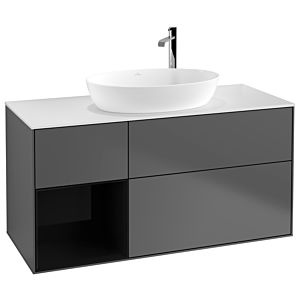 Villeroy and Boch Finion Villeroy and Boch Finion G941PHGK 120cm, cover plate white matt, Emotion, shelves Glossy black lacquer, anthracite matt