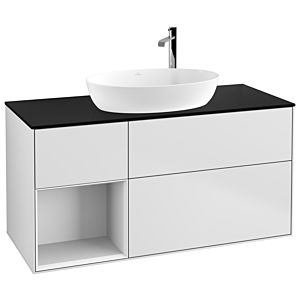 Villeroy and Boch Finion Villeroy and Boch Finion G942GFMT 120cm, cover plate black matt, Emotion, shelves Glossy white lacquer, white matt lacquer