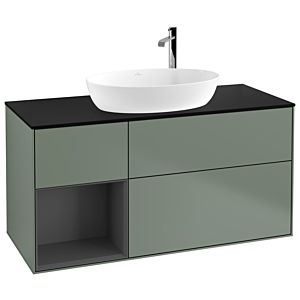Villeroy and Boch Finion Villeroy and Boch Finion G942GKGM 120cm, cover plate black matt, Emotion, shelves anthracite matt lacquer, Olive Matt Lacquer