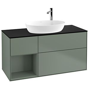 Villeroy and Boch Finion Villeroy and Boch Finion G942GMGM 120cm, cover plate black matt, Emotion, shelves olive matt lacquer, Olive Matt Lacquer