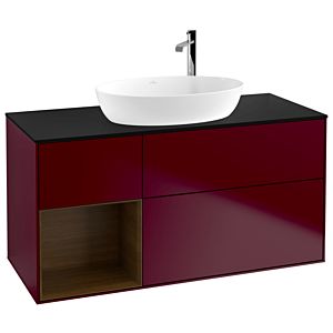 Villeroy and Boch Finion Villeroy and Boch Finion G942GNHB 120cm, cover plate black matt, Emotion, shelves Walnut Veneer , Peony Matt