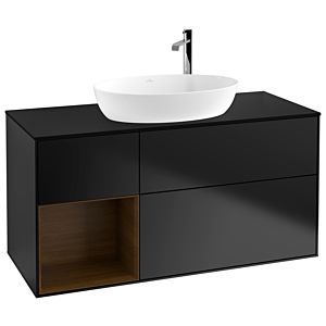 Villeroy and Boch Finion Villeroy and Boch Finion G942GNPD 120cm, cover plate black matt, Emotion, shelves Walnut Veneer , black matt lacquer