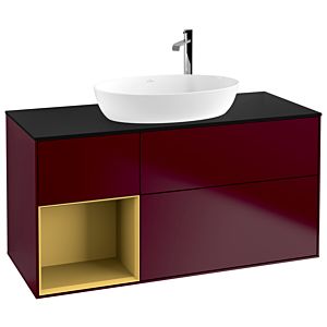 Villeroy and Boch Finion Villeroy and Boch Finion G942HFHB 120cm, cover plate black matt, Emotion, shelves gold matt lacquer, Peony Matt