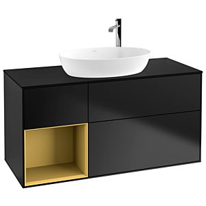 Villeroy and Boch Finion Villeroy and Boch Finion G942HFPD 120cm, cover plate black matt, Emotion, shelves gold matt lacquer, black matt lacquer