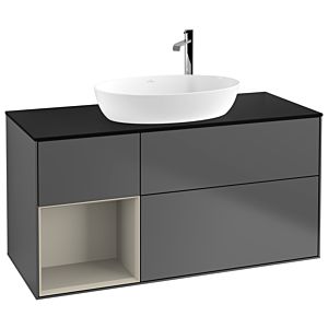 Villeroy and Boch Finion Villeroy and Boch Finion G942HHGK 120cm, cover plate black matt, Emotion, shelves sand matt lacquer, anthracite matt
