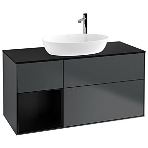 Villeroy und Boch Finion Waschtischunterschrank G942PDHG 120cm, Abdeckplatte black matt, Emotion, Regale Black matt lacquer, Midnight Blue Matt Lacquer