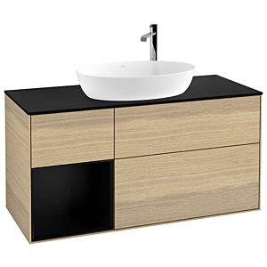 Villeroy and Boch Finion Villeroy and Boch Finion G942PDPC 120cm, cover plate black matt, Emotion, shelves black matt lacquer, Oak Veneer