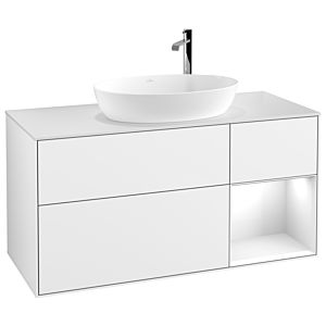 Villeroy et Boch Finion Villeroy et Boch G951GFGF 120cm, plaque de recouvrement blanc mat, Emotion, étagères Laque blanche brillante, Laque blanche brillante