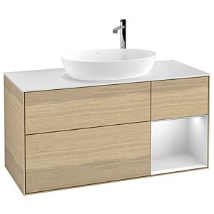 Villeroy et Boch Finion Villeroy et Boch G951MTPC 120cm, plaque de recouvrement blanc mat, Emotion, étagères laqué blanc mat, Oak Veneer