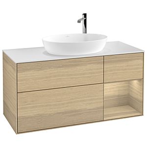 Villeroy und Boch Finion Waschtischunterschrank G951PCPC 120cm, Abdeckplatte white matt, Emotion, Regale Oak Veneer, Oak Veneer