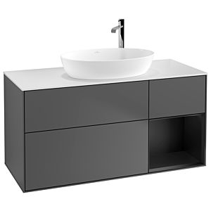 Villeroy and Boch Finion Villeroy and Boch Finion G951PDGK 120cm, cover plate white matt, Emotion, shelves black matt lacquer, anthracite matt