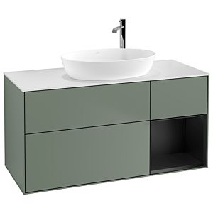 Villeroy und Boch Finion Waschtischunterschrank G951PDGM 120cm, Abdeckplatte white matt, Emotion, Regale Black matt lacquer, Olive Matt Lacquer