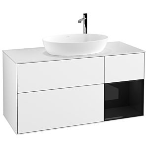 Villeroy und Boch Finion Waschtischunterschrank G951PHGF 120cm, Abdeckplatte white matt, Emotion, Regale Glossy black lacquer, Glossy white lacquer