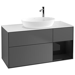 Villeroy and Boch Finion Villeroy and Boch Finion G951PHGK 120cm, cover plate white matt, Emotion, shelves Glossy black lacquer, anthracite matt