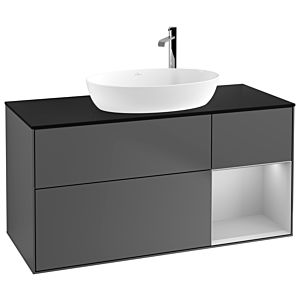 Villeroy and Boch Finion Villeroy and Boch Finion G952GJGK 120cm, cover plate black matt, Emotion, shelves light gray matt lacquer, anthracite matt