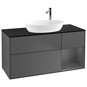 Villeroy et Boch Finion Villeroy et Boch G952GKGK 120cm, plaque de finition noire mate, Emotion, étagères laquées anthracite mat, anthracite mat