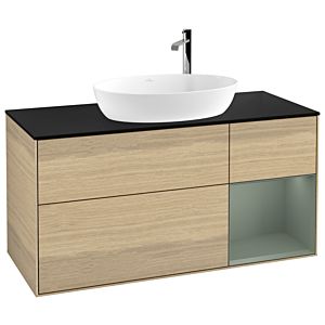 Villeroy and Boch Finion Villeroy and Boch Finion G952GMPC 120cm, cover plate black matt, Emotion, shelves olive matt lacquer, Oak Veneer